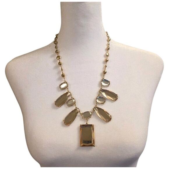 Chico's Statement Necklace Goldtone With Golden Champagne Crystal - Picture 1 of 2